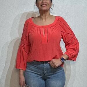 Trina Turk Red Silk Blouse Sz XL